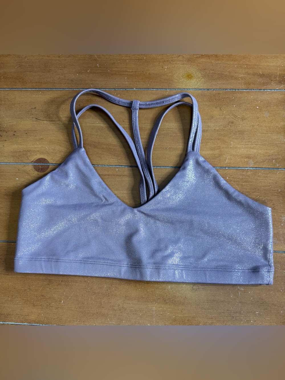 Beyond Yoga Shimmery Lavender Strappy Bralette